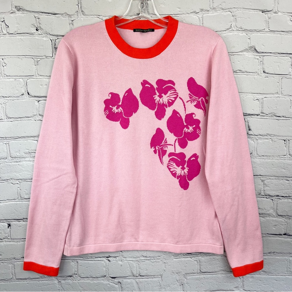 Banana Republic Crewneck Floral Sweater Sz L